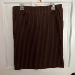 Brown and white pinstriped- pencil Skirt, L